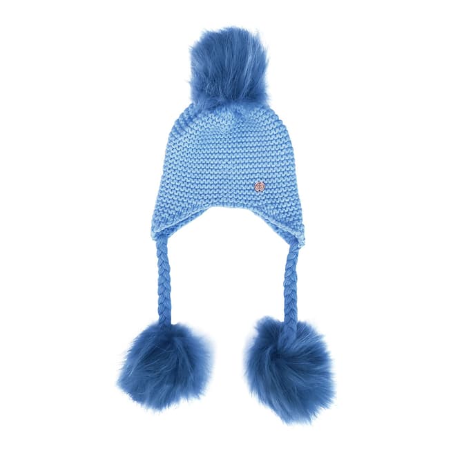 Look Like Cool Kids Baby Blue Hat with Blue Pom Poms