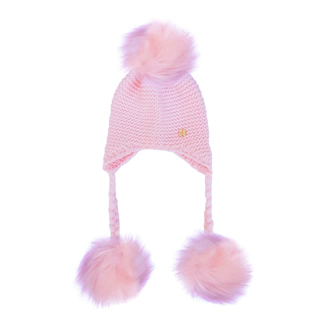 Look Like Cool Kids Pink Triple Pom Pom Hat with Pink Poms