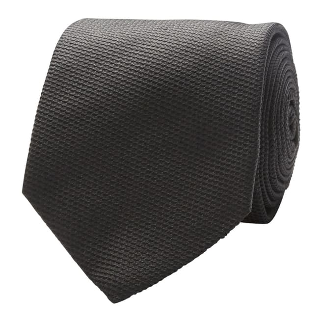 Thomas Pink Black Plain Texture Silk Tie