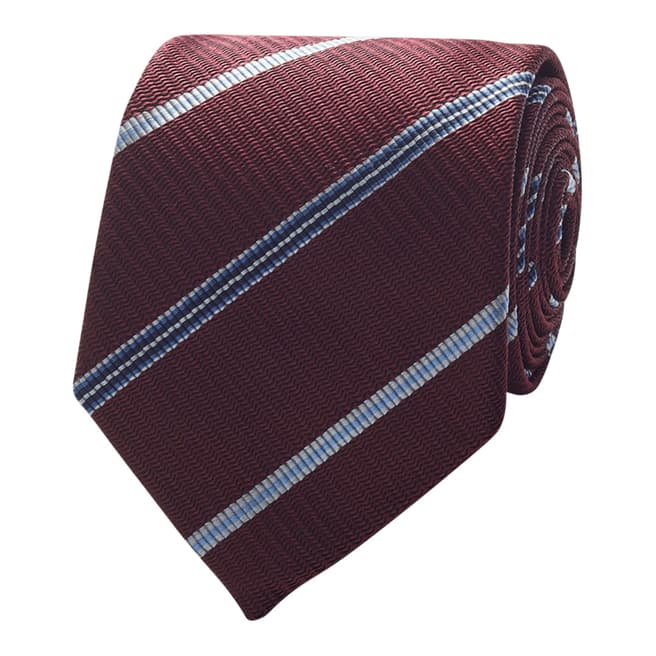 Thomas Pink Burgundy/Blue Textured Club Stripe Tie