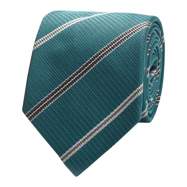 Thomas Pink Teal/Grey Textured Club Stripe Tie