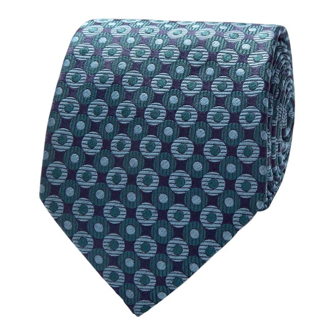 Thomas Pink Navy/Blue Vintage Pink Circles Tie