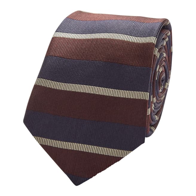 Thomas Pink Deep Red/Navy Club Horizontal Stripe Tie