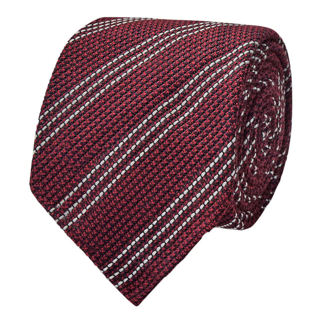 Thomas Pink Burgundy Grenadine Three Stripe Woven Tie