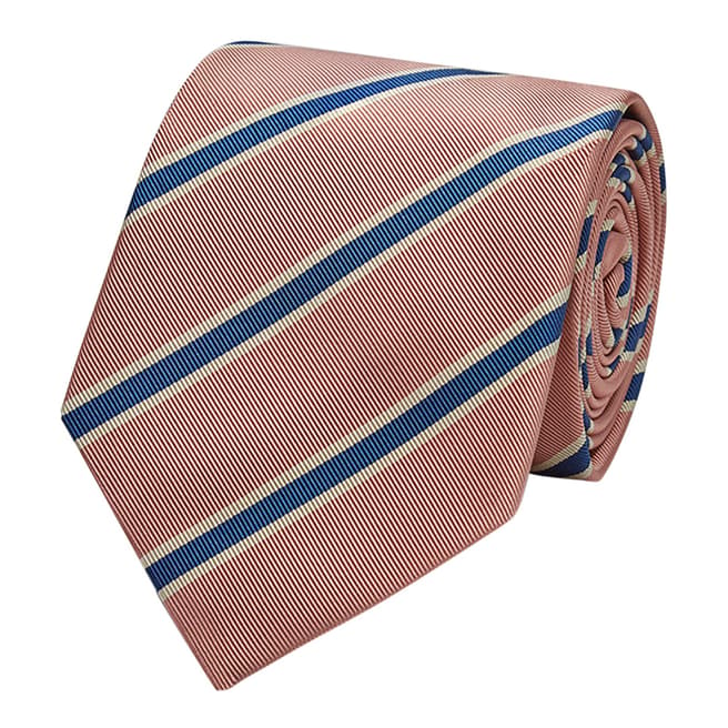 Thomas Pink Pink/Navy Repp Silk/Cotton Tie