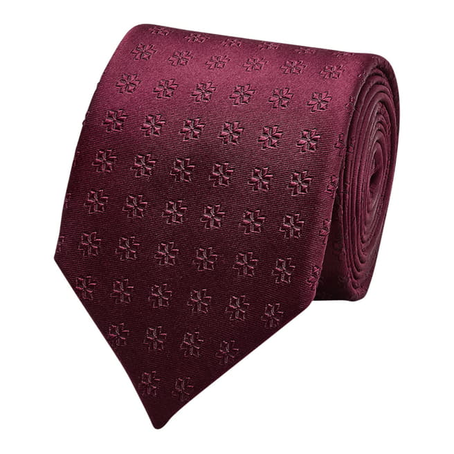 Thomas Pink Burgundy Tonal Flower Silk Tie
