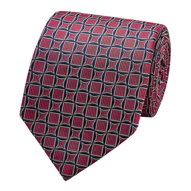 Thomas Pink Red/Navy Diamond Tile Silk Tie