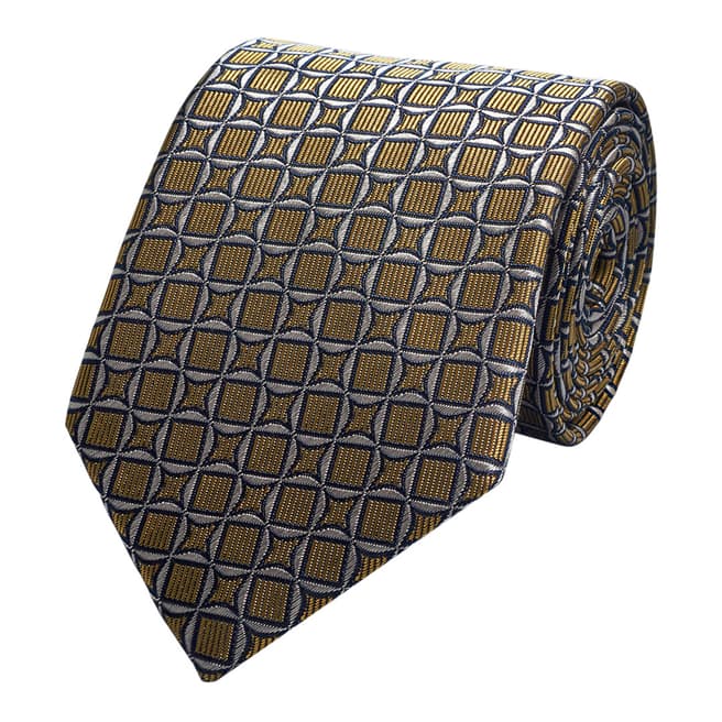 Thomas Pink Yellow/Navy Diamond Tile Silk Tie
