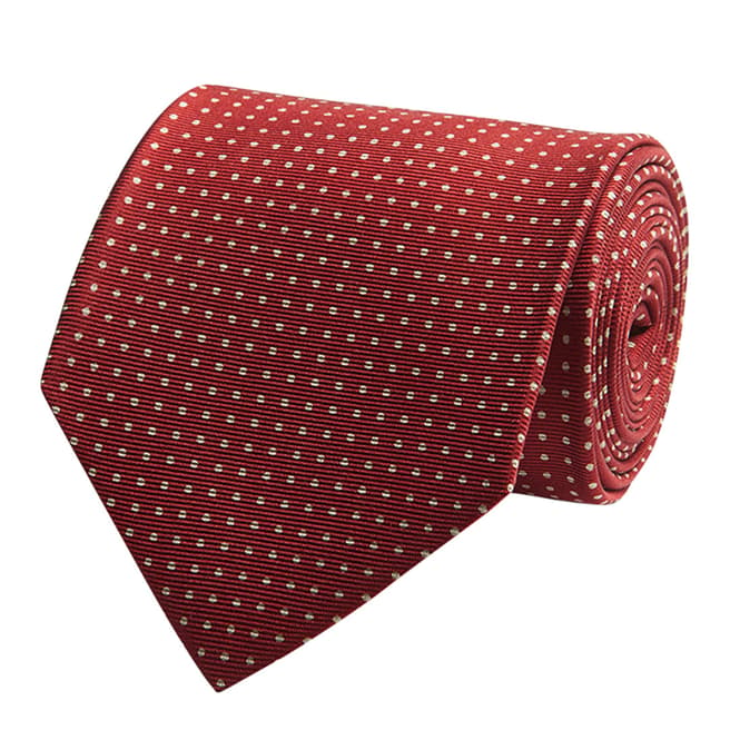 Thomas Pink Deep Red/White Small Polka Dot Tie