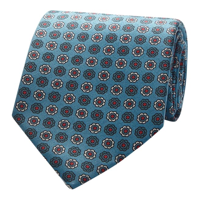 Thomas Pink Blue/White Floral Medallion Tie