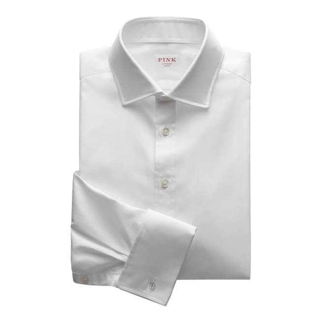Thomas Pink White Royal Oxford Tailored Double Cuff Shirt