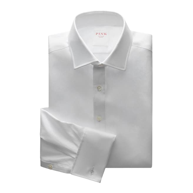 Thomas Pink White Royal Twill Classic Double Cuff Shirt