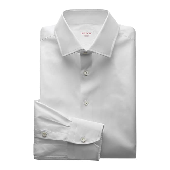 Thomas Pink White Core Poplin Slim Fit Button Cuff Shirt