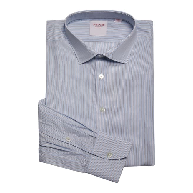 Thomas Pink Blue Stripe Piumino Slim Fit Shirt