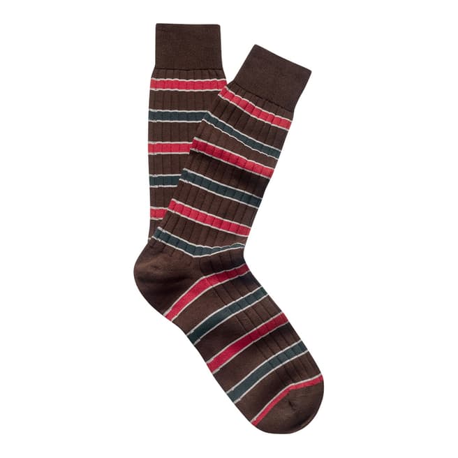 Thomas Pink Brown Tie Stripe Socks