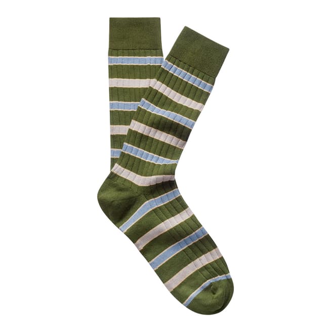Thomas Pink Green Tie Stripe Socks