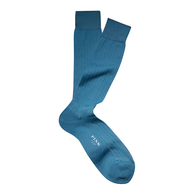 Thomas Pink Blue Plaited Rib Socks