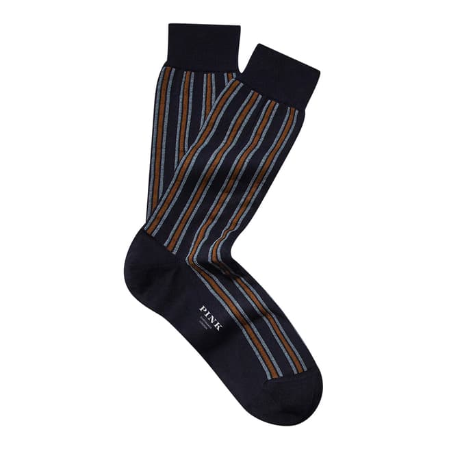 Thomas Pink Navy Vertical Stripe Socks