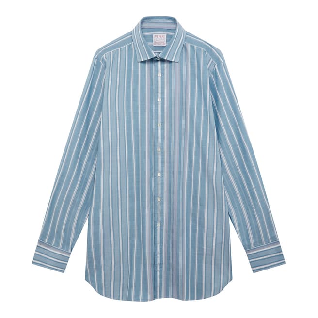 Thomas Pink Blue Stripe Vintage Engineered Tailored Shirt