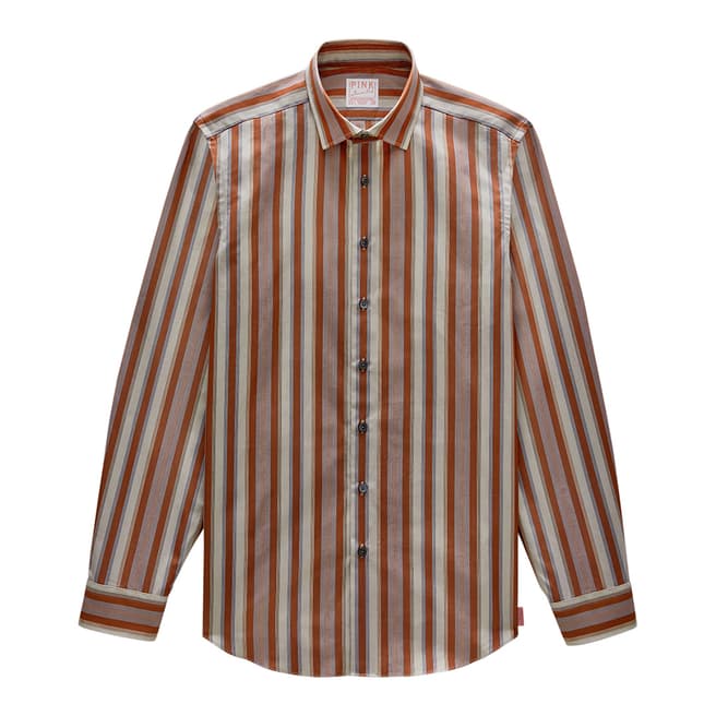 Thomas Pink Orange Stripe Archive Portland Slim Fit Shirt