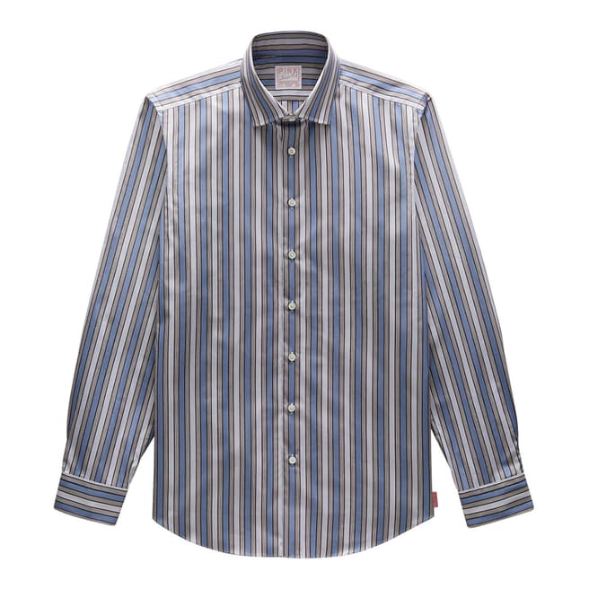 Thomas Pink Blue Stripe Vintage Portland Slim Fit Shirt