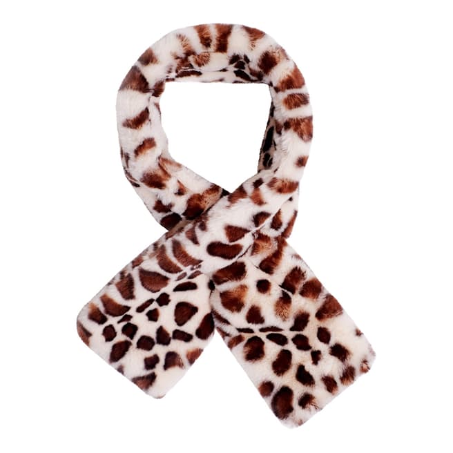 JayLey Collection Brown/White Animal Print Faux Fur Scarf