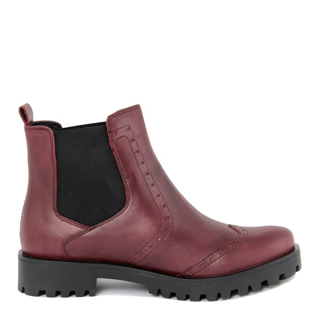 Pelledoca Burgundy Leather Vintage Effect Ankle Boot