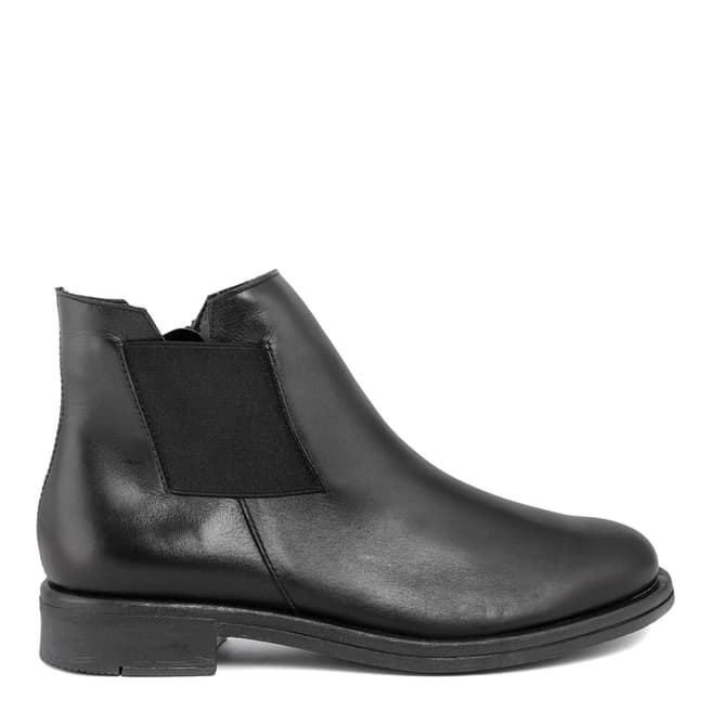 Pelledoca Black Leather Vintage Effect Ankle Boot