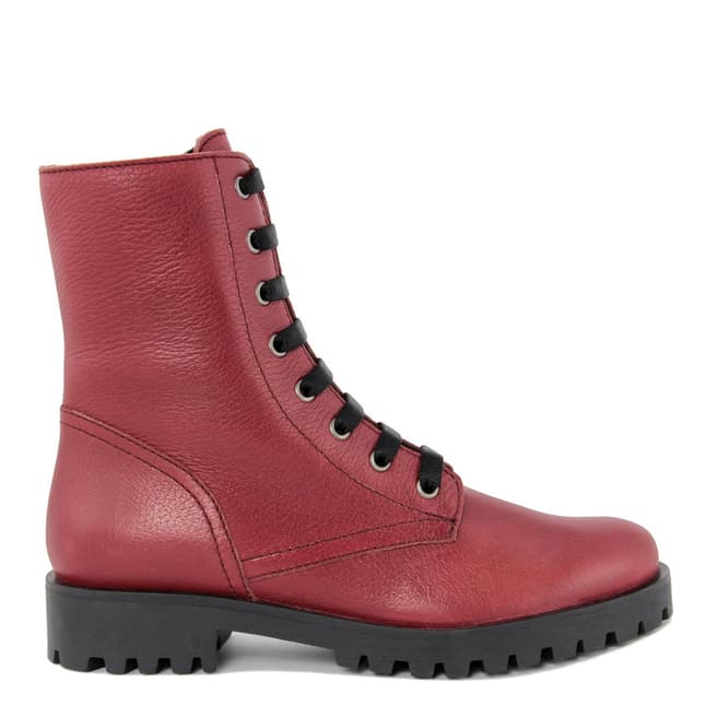 Pelledoca Red Leather Vintage Effect Ankle Boot
