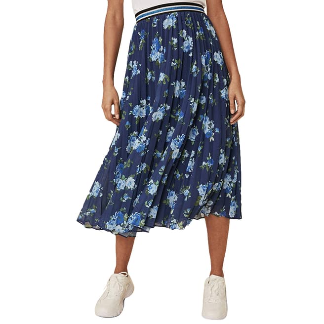 Oasis Int Floral Pleated Midi Skirt
