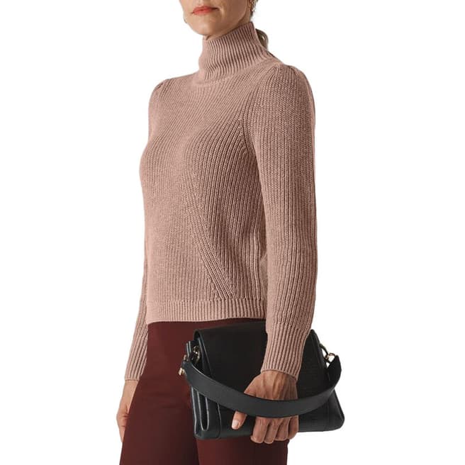 WHISTLES Neutral Puff Sleeve Roll Neck Jumper