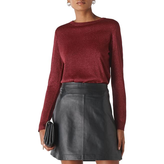 WHISTLES Deep Red Sparkle Knit Jumper