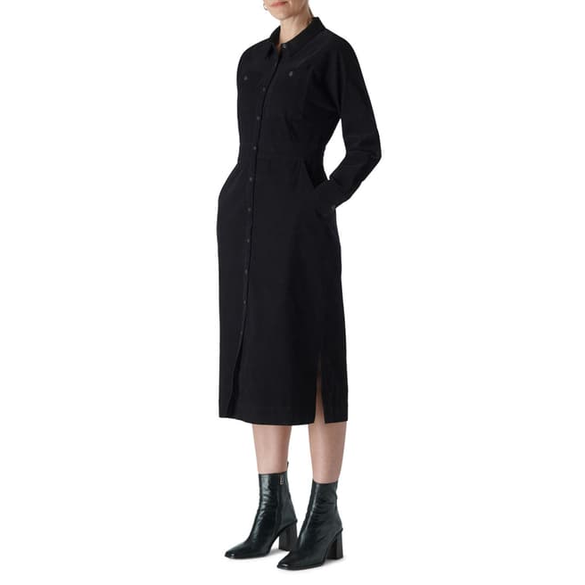 WHISTLES Black Romaine Cotton Cord Dress