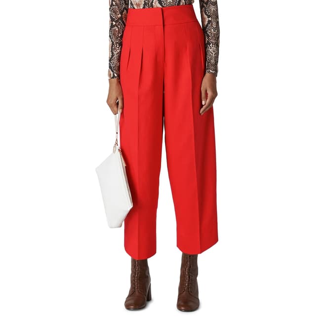 WHISTLES Red Sophie Pleat Front Peg Trousers