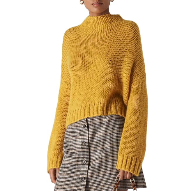 WHISTLES Yellow Oversized Wool Blend Jumper