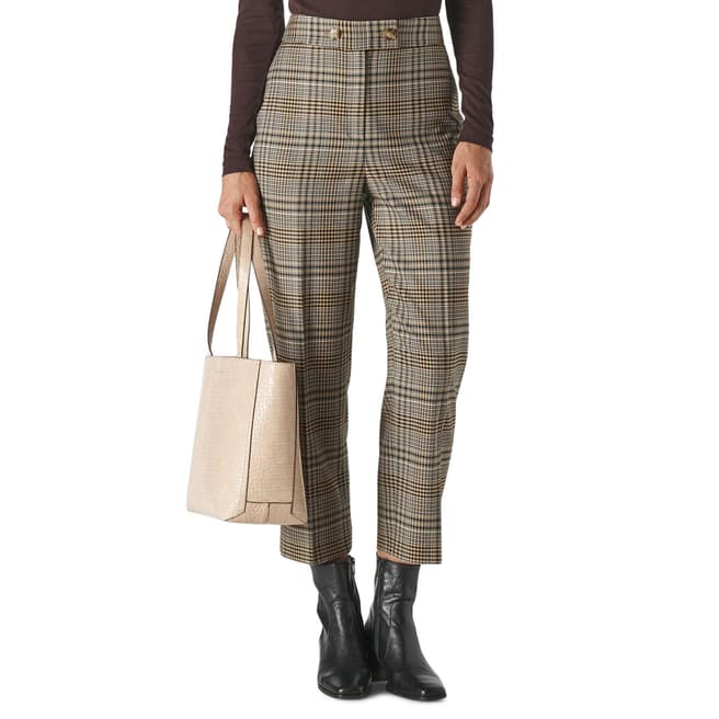 WHISTLES Multi Check Button Front Trousers