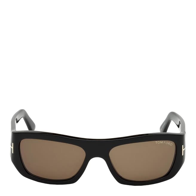Tom Ford Men's Shiny Black/Brown Tom Ford Sunglasses 56mm