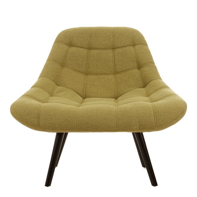Premier Housewares Stockholm Chair, Green Faux Linen, Black Rubberwood Legs