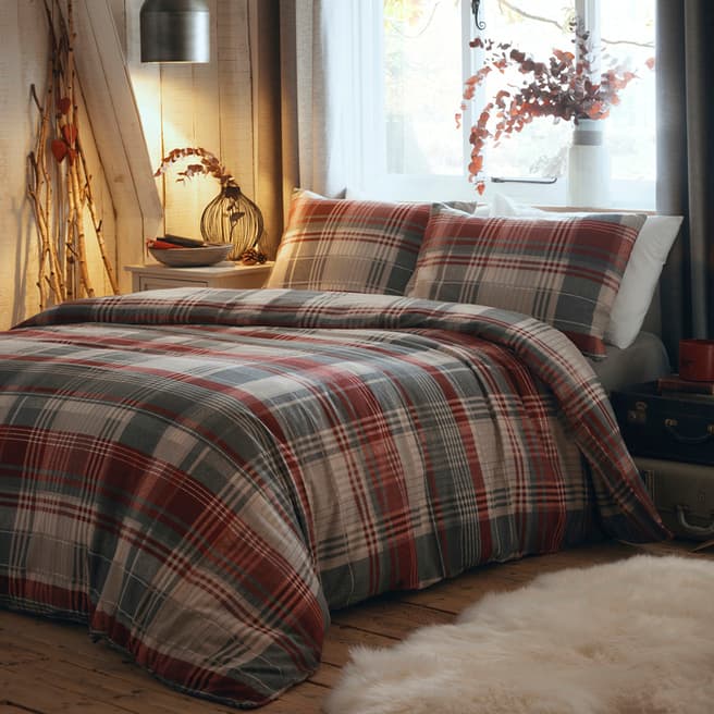Dreams & Drapes Connolly Check Double Duvet Cover Set, Red