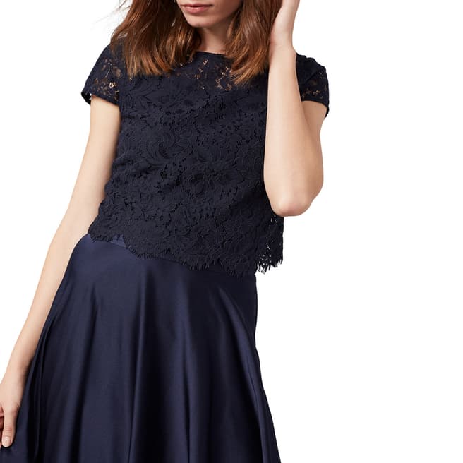 Phase Eight Navy Zoe Lace Top