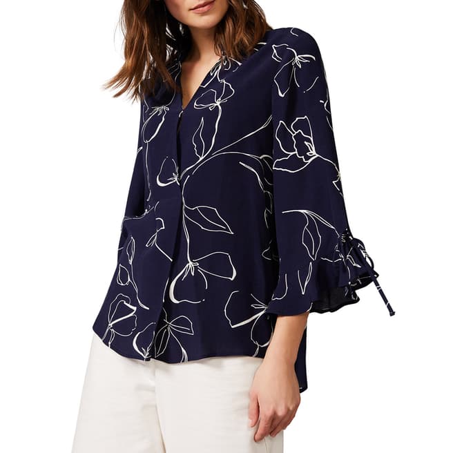 Phase Eight Navy Linear Blouse