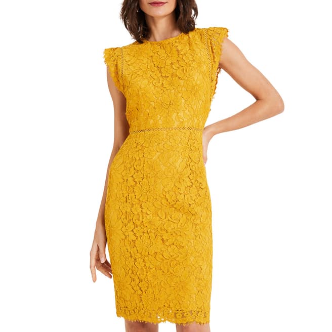 Phase Eight Mustard Primrose Lace Dress