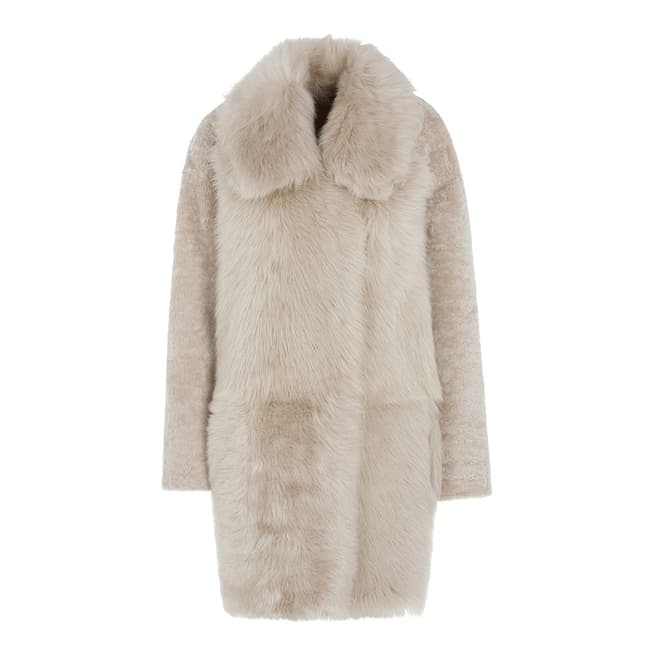 Gushlow & Cole Sand Relaxed Fit Mixed Shearling Coat