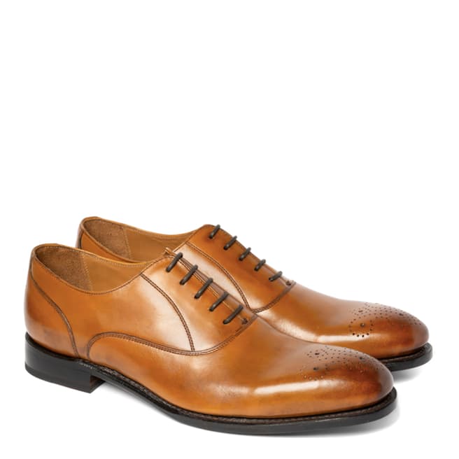 Chapman & Moore Tan Gold Hand Painted Sunday Leather Oxford Shoes