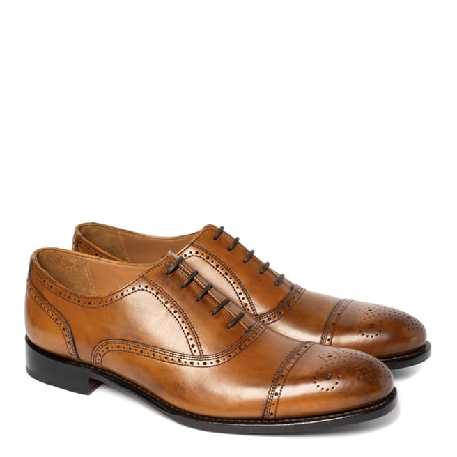 Chapman & Moore Tan Gold Hand Painted Leather Sutton Oxford Shoes