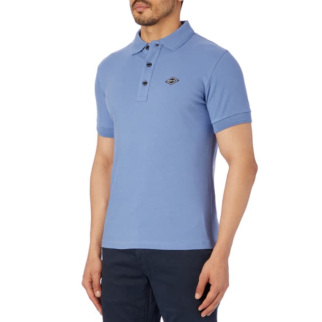Replay Blue Patch Logo Pique Polo Shirt