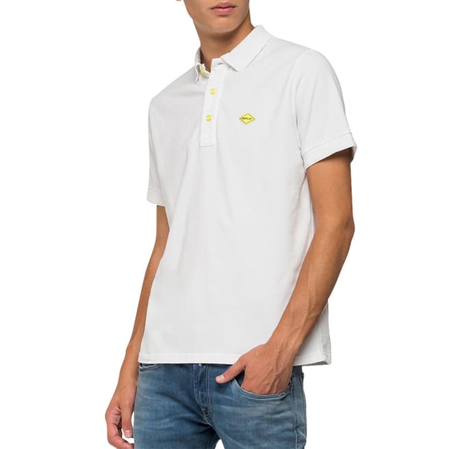 Replay White Patch Logo Pique Polo Shirt