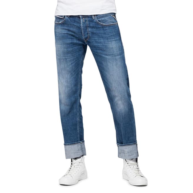 Replay Mid Blue Grover Straight Stretch Jeans