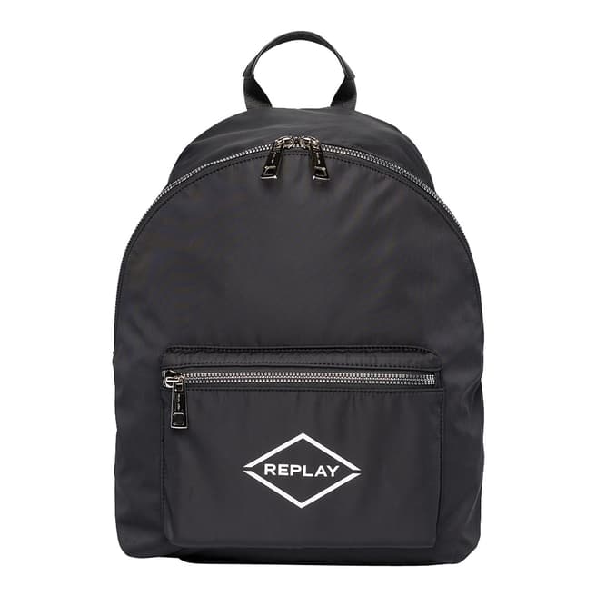 Replay Black Logo Nylon Backpack