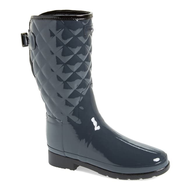 Hunter Dark Slate Refined Short Adjustable Quilted Wellington Boots